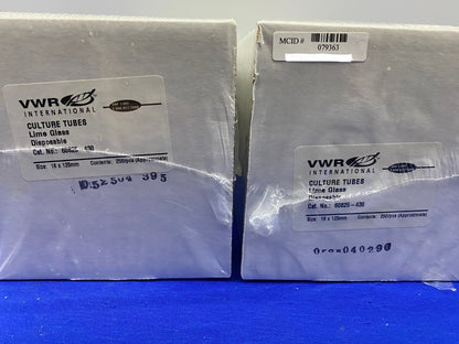VWR 60825-430 PROVETTE PER COLTURA VETRO CALCE MONOUSO - 1 LOTTO 2 CONFEZIONI DA 250 PROVETTE CIASCUNA