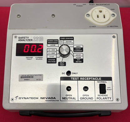 DYNATECH NEVADA 231D SAFETY ANALYZER 100-125 VAC 50-60HZ SN 4872