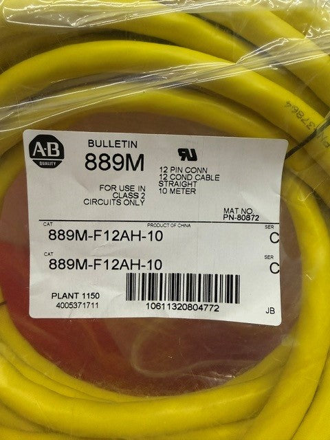 Allen Bradley M23 Cordset 12-Pin Female Straight Cable # 889M-F12AH-10 Ser C