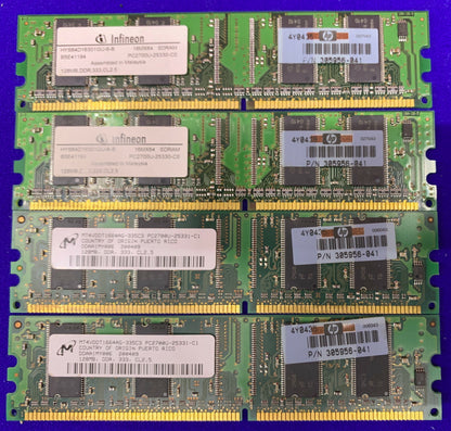 CANTIDAD 4 - MÓDULOS DE MEMORIA DIMM HP / HEWLETT PACKARD 305956-041 128 MB