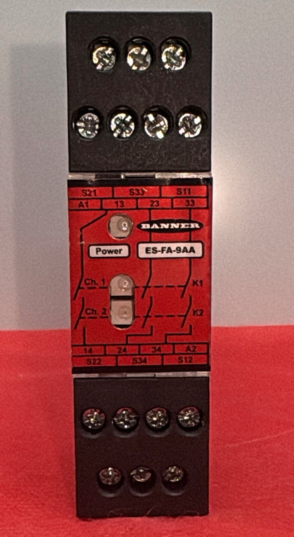BANNER ES-FA-9AA SAFETY RELAY MODULE FOR E-STOP 24VAC/DC