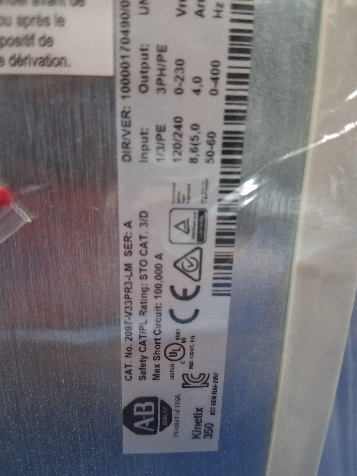 Allen Bradley KINETIX 350 DRIVE 102499 120V /240 VAC 1/3/PE 4,0 A 1.57 NEW
