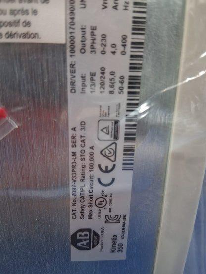 Allen Bradley KINETIX 350 DRIVE 102499 120V /240 VAC 1/3/PE 4,0 A 1.57 NEW