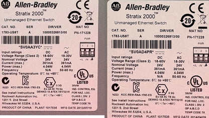 Allen Bradley AB 1783-US8T SER A STRATIX 2000™ UNMANAGED ETHERNET SWITCH - QTY 2