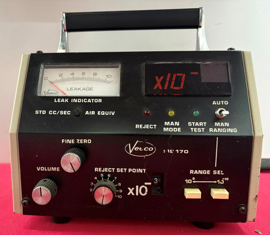 VEECO MS170 MASS SPECTROMETER-TYPE HELIUM LEAK INDICATOR DETECTOR - PARTS/REPAIR