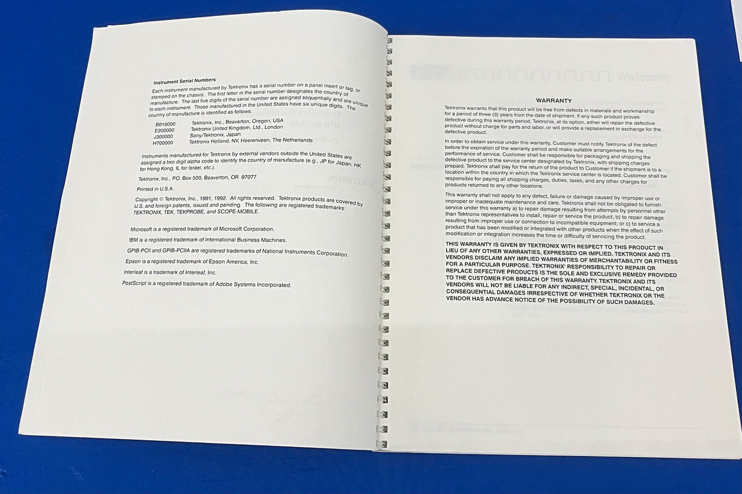 TEKTRONIX TDS 520 &amp; 540 OSCILLOSCOPI DIGITALIZZATI 070-8603-00 MANUALE DELLE PRESTAZIONI 