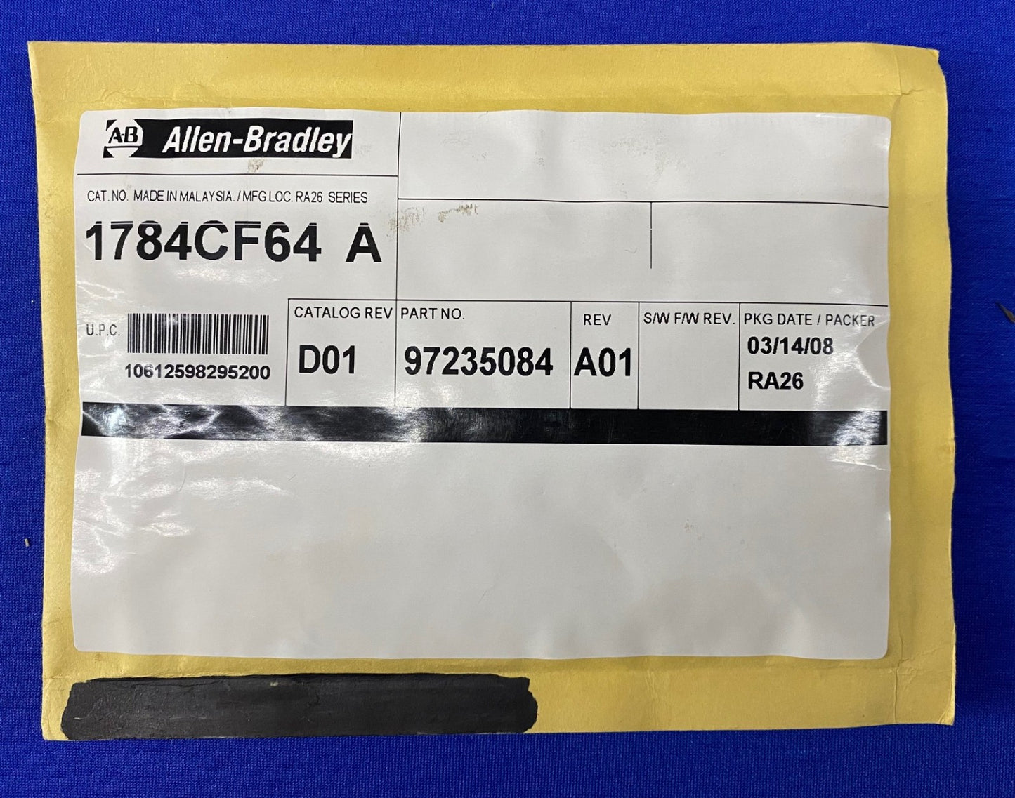 Allen Bradley / AB 1784CF64 A / 97235084 A01 MEMORY CARD 64MB MEMORY
