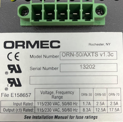 ORMEC モーション コントローラー サーボ ORN-50/AXTS V1.3C 5 スロット プロセッサー - 部品/修理