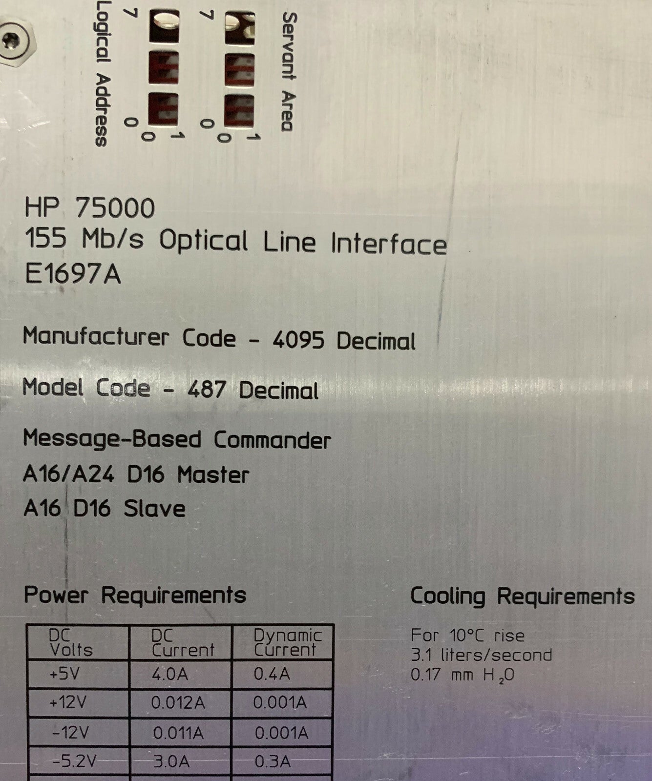 HP / HEWLETT PACKARD 75000 / VXI E1697A 155 Mb/s OPTISCHE LIJNINTERFACE