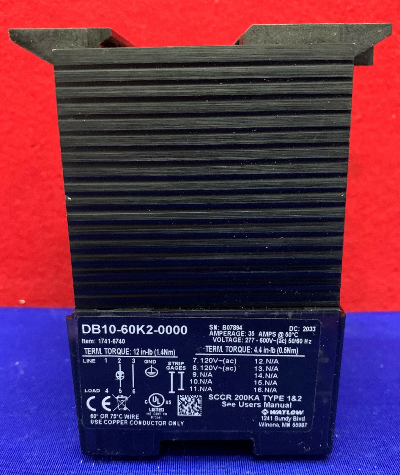 Dispositivo de conmutación de potencia DIN-A-Mite de Watlow DB10-60K2-0000 Entrada/salida de control