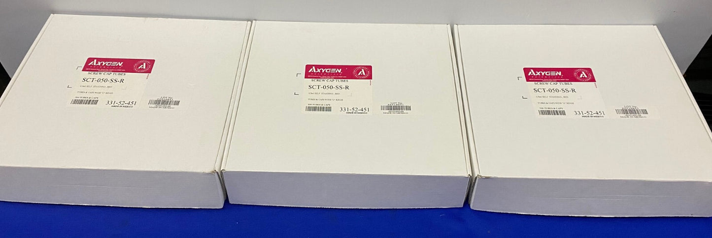 AXYGEN® SCT-050-SS-R 0.5ml 自立型、赤、チューブ＆キャップ - 1ロット数量 3箱