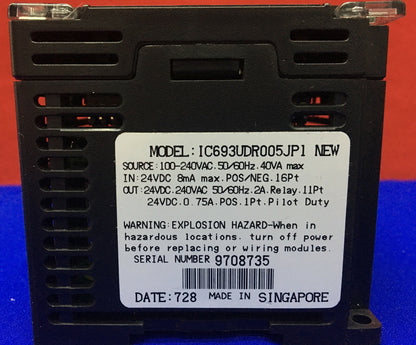 CONTROLADOR MICROPROGRAMABLE GE FANUC SERIE 90 IC693UDR005JP1