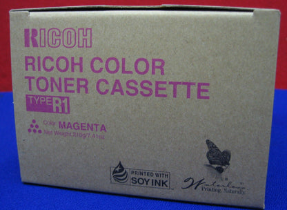 Caja de cartucho de tóner magenta Ricoh Type R1 con sello 842319010 N.º de pieza 888342