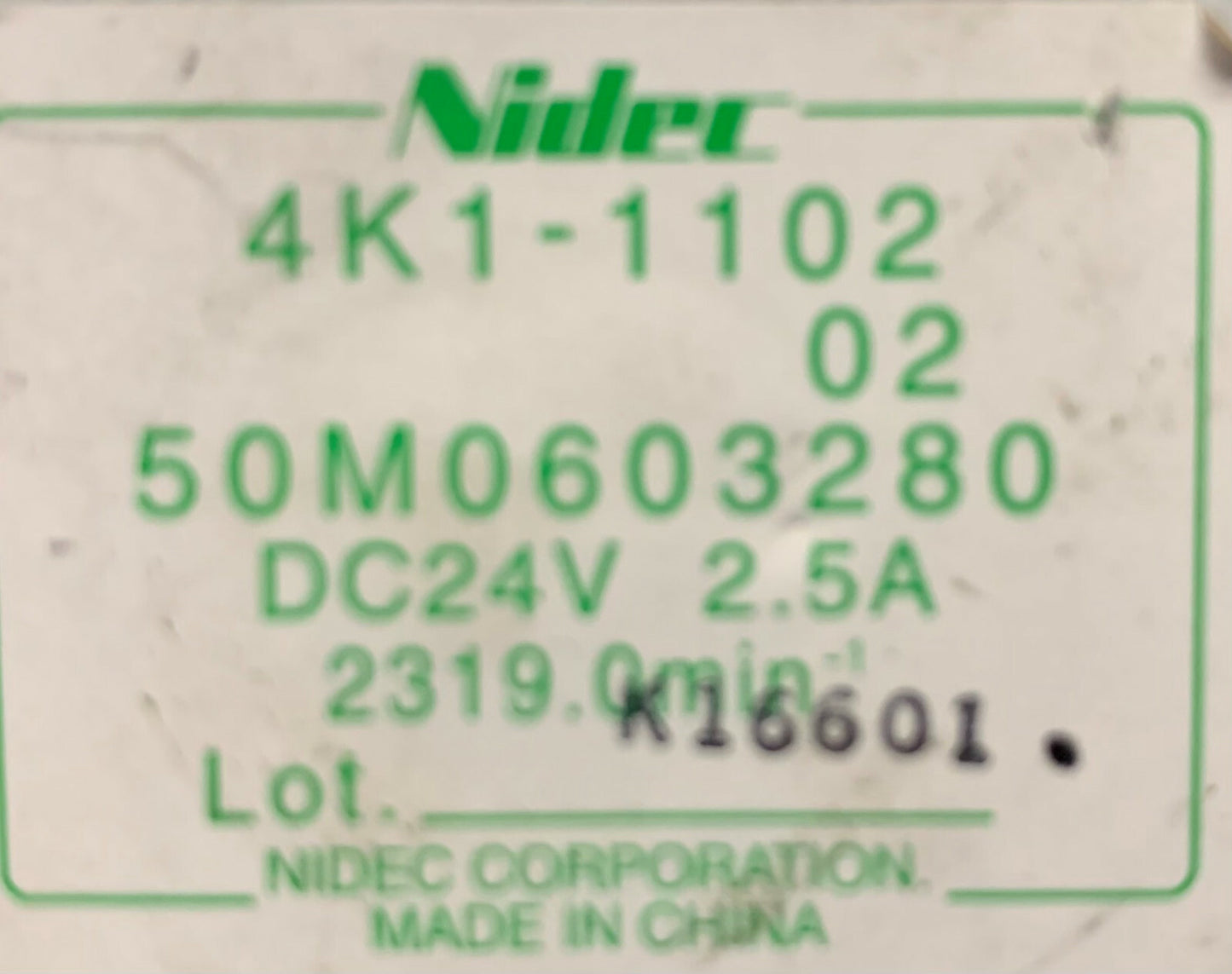 1 Lot Hoeveelheid van 2 - NIDEC Motor 4K1-1102 50M0603280 DC24V 14002180