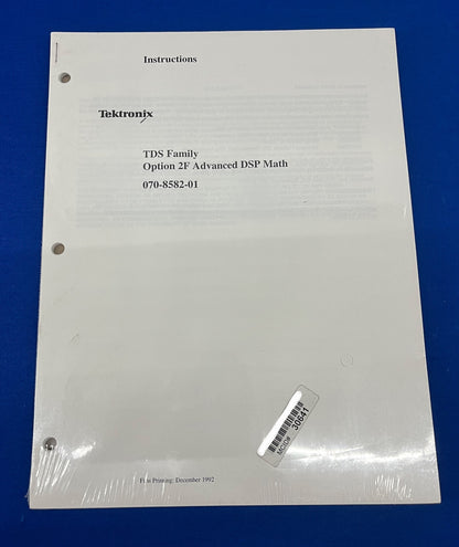 TEKTRONIX 070-8582-01 INSTRUCCIONES PARA LA FAMILIA TDS OPCIÓN 2F MATEMÁTICAS DSP AVANZADAS