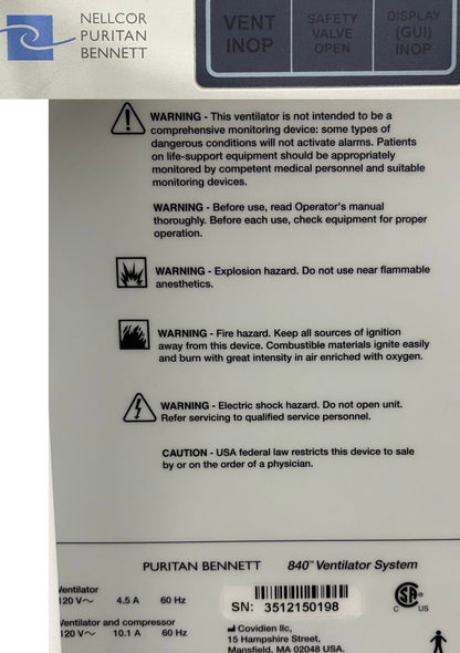 Puritan Bennett 840 Ventilator System PARTS AND REPAIR