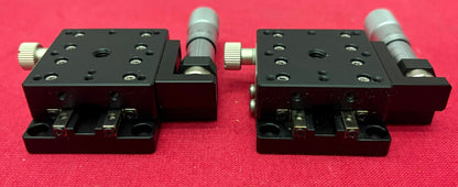 Lot of 2 XPG40 MANUAL 40mm x 40 mm STAGE X-AXIS LINEAR MANUAL POSITIONING STAGE