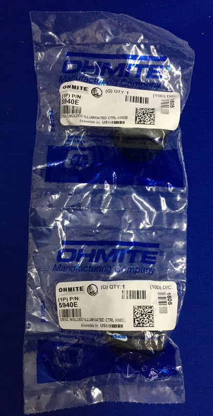 QTY 2 - MANOPOLA DI CONTROLLO ILLUMINATA STAMPATA 5940E DI OHMITE MANUFACTURING