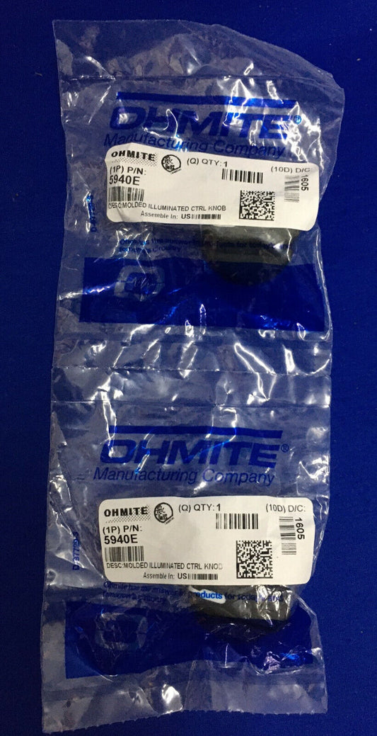 QTY 2 - MANOPOLA DI CONTROLLO ILLUMINATA STAMPATA 5940E DI OHMITE MANUFACTURING