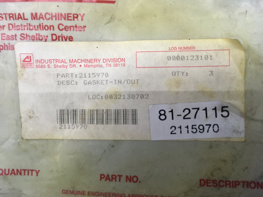 1 PAKET MIT 3 - GARDNER-DENVER 2115970 / 81-27115 DICHTUNG IN/OUT