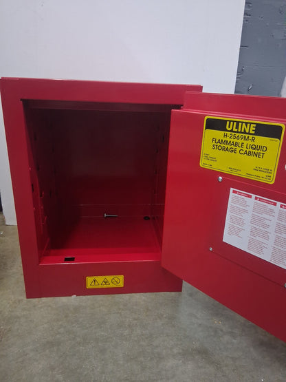 Uline H-2569M-R Flammable Safety Cabinet 4 Gal Countertop Manual Door Red No Key