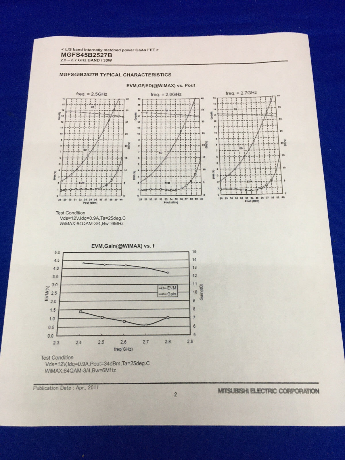 73 STÜCK - MITSUBISHI ELECTRIC MGFS45B2527B-01 GaAs FET 2,5-2,7 6 Hz