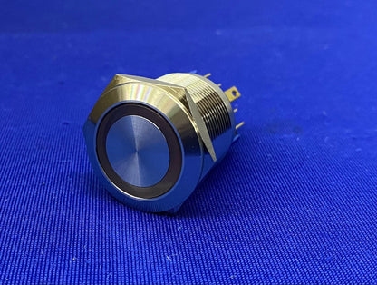 J22-371R METAL PUSH BUTTON SWITCH RED RING LED - MFG UNKNOWN - 1 LOT QTY 7