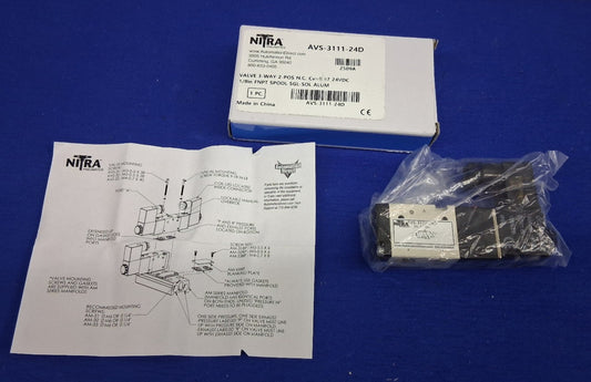 Automation Direct Nitra AVS-3111-24D Pneumatic Solenoid Valve 3 Port 1/8" Female
