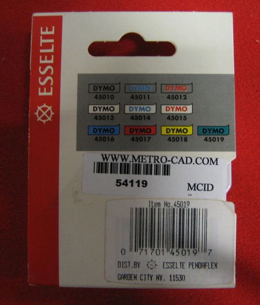 ESSELTE DYMO TAPE CASSETTE BLACK/GREEN 45019 LABELS CARTRIDGE