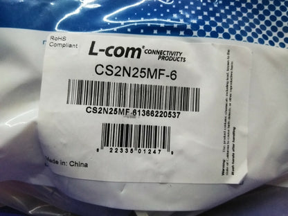 Câble D-Sub moulé L-Com CS2N25MF-6 DB25 mâle/femelle 6 pi. 