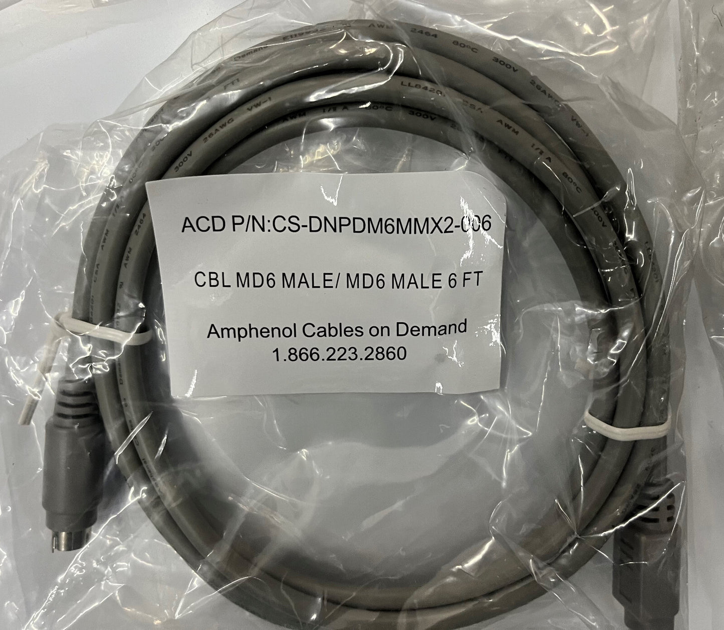 AMPHENOL CABLES on DEMAND CS-DNPDM6MMX2-006 6-PIN CBL MD6 MALE / MD6 LOT OF 10