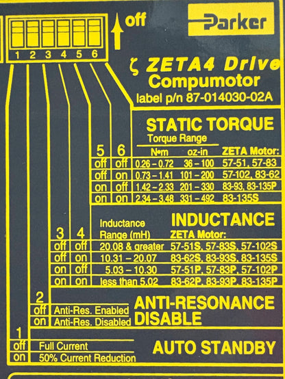 PARKER HANN COMPUMOTOR ZETA4 MICROSTEPPING DRIVE p/n 87-014030-02A 03091300015