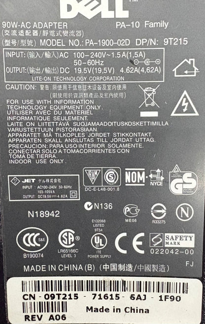 DELL PA-1900-02D FAMILY PA-10 DP/N: 9T215 AC POWER ADAPTER CHARGER - 1 LOT QTY 2