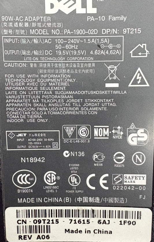 DELL PA-1900-02D FAMILY PA-10 DP/N: 9T215 AC POWER ADAPTER CHARGER - 1 LOT QTY 2