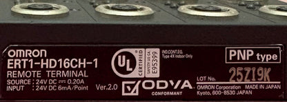 OMRON MODULE ERT1-HD16CH-1 REMOTE I/O (RIO) WATERPROOF TERMINAL CONTROLLER VER 2