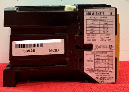 Allen-Bradley Allen Bradley AB 100-A12NZ*3 SER B CONTACTOR 24 VDC
