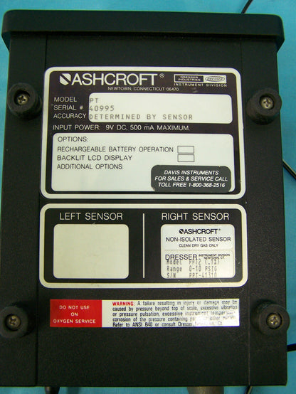 Ashcroft® PT デジタル圧力インジケーター ベンチトップ 温度範囲 32°～120°F