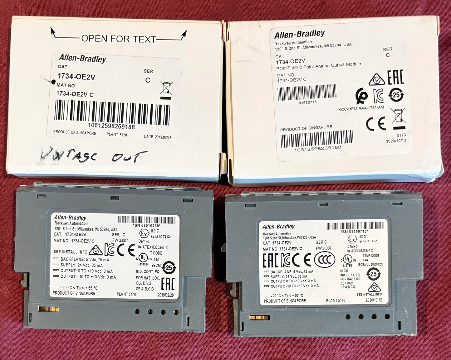 Allen-Bradley AB 1734-OE2V SER. C POINT I/O 2-CHANNEL ANALOG MODULE - QTY 2