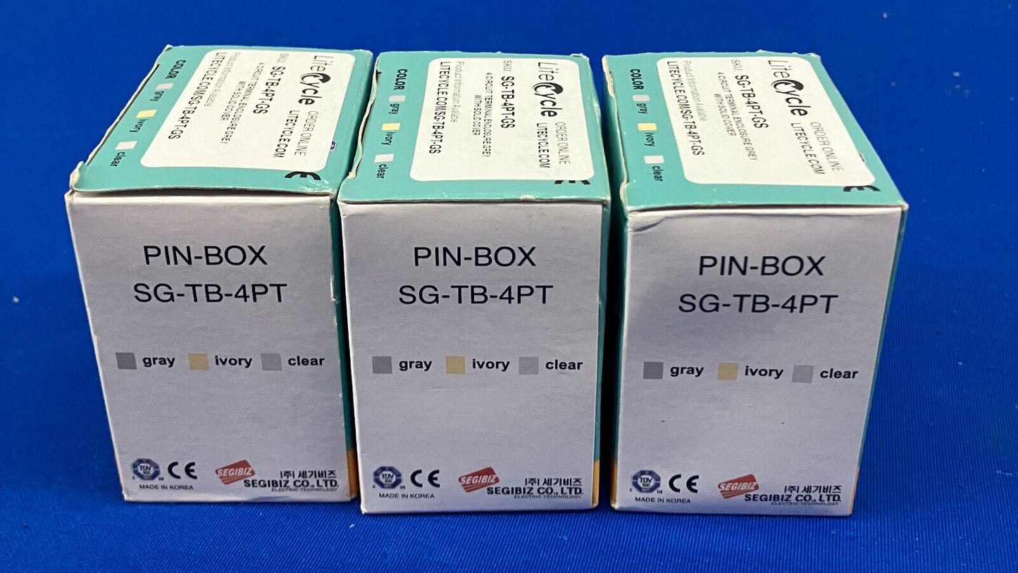 4 CIRCUIT TERMINAL ENCLOSURE GREY WITH SOLID COVER, SG-TB-4PT-GS, LOT OF 3