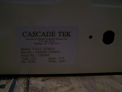 CASCADE TEK MODEL TVO-2 ZZMFG PN 9100834 ZZMFG DRYING CHAMBER FOR PARTS REPAIR