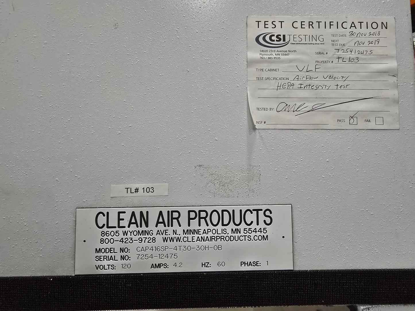 CLEAN AIR PRODUCTS CAP416SP-4T30-30H-0B Laminarströmungsbank