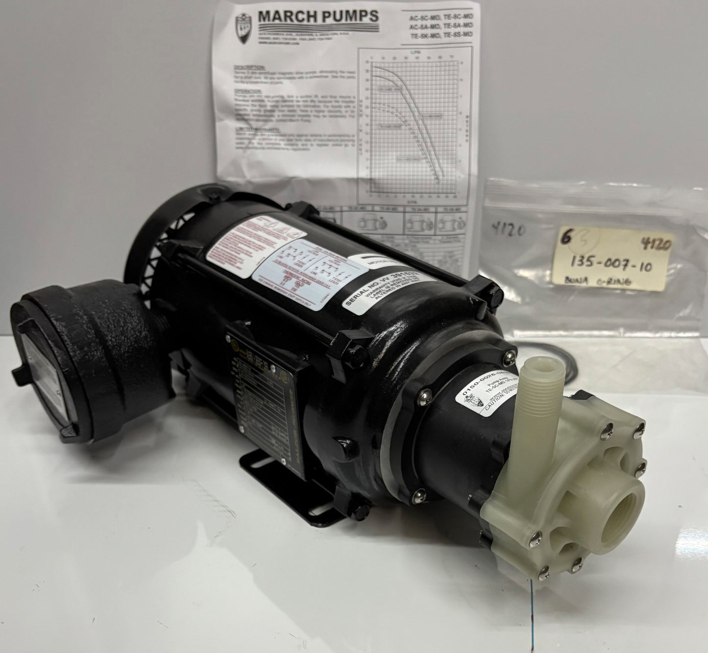 MARCH PUMPS TE-5C-MD 1 PH SN 391532 XP 0150-0026-0400 W/ BALDOR MOTOR CC-550712