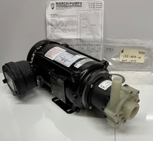 MARCH PUMPS TE-5C-MD 1 PH SN 391532 XP 0150-0026-0400 W/ BALDOR MOTOR CC-550712