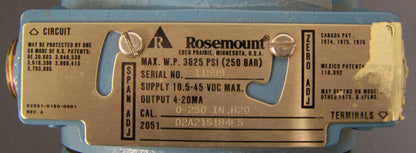 Rosemount Fluid Filled Isolater Pressure Gauge Class I,Div I,Groups B,C,D 4-20MA