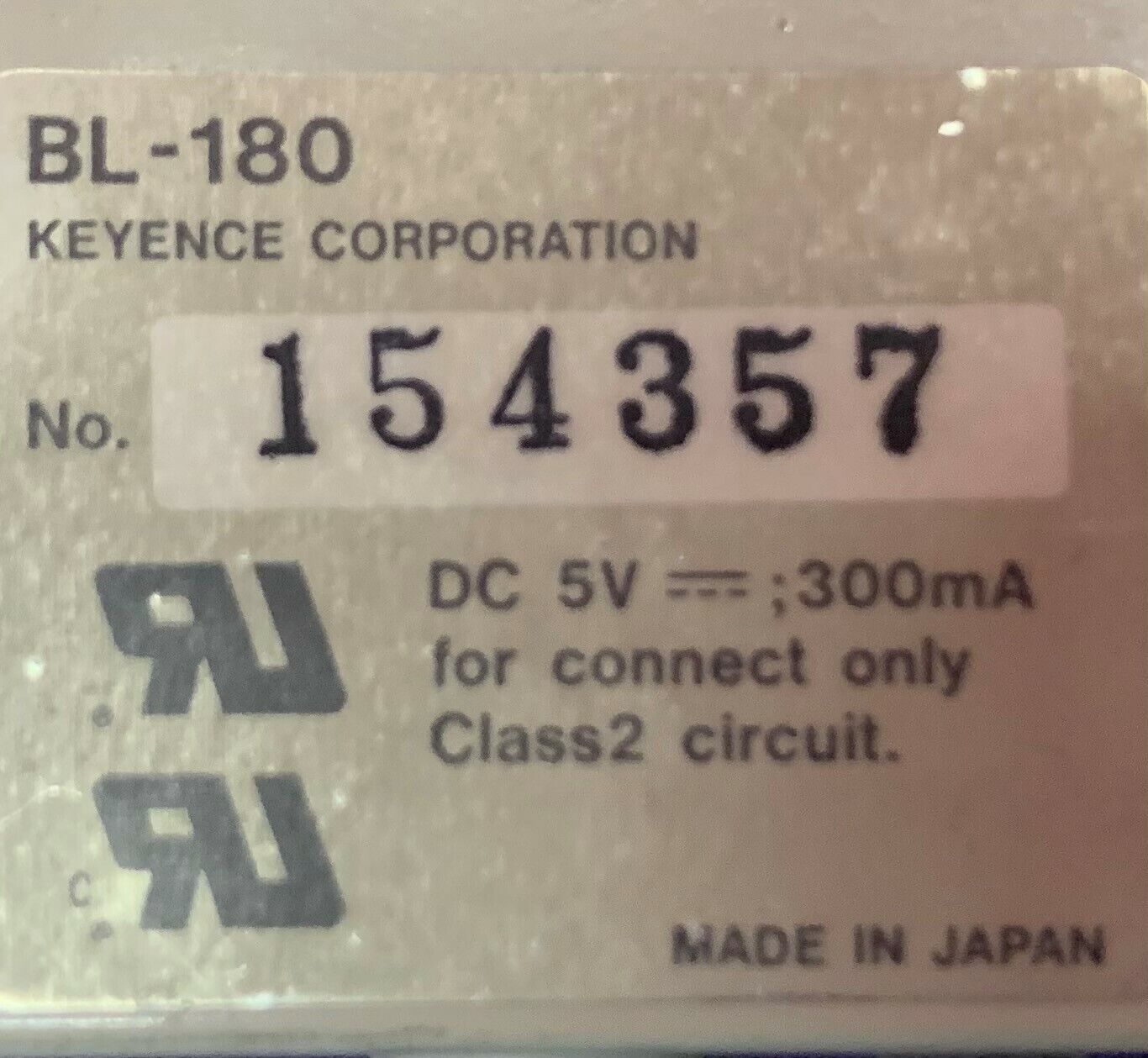 Keyence バーコードリーダー スキャナー BL-180 DC 5V 300mA 