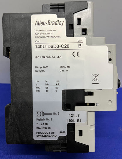 Disjoncteur Allen Bradley AB Case - 1 lot, 1 pièce - 140UD6D3C20 et 140UD6D3C15