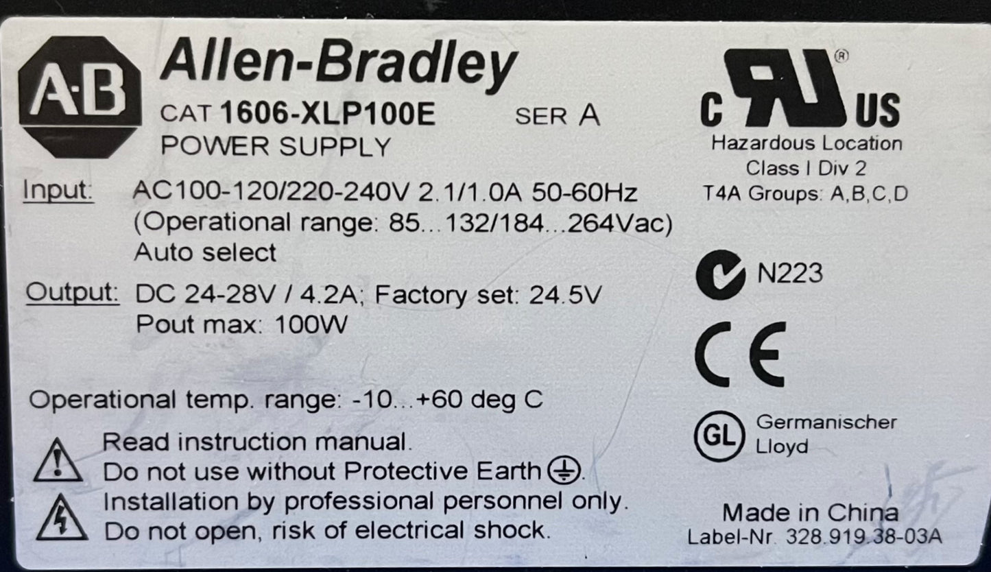 Allen Bradley AB 1606-XLP / 1606-XLP100E Ser A FUENTE DE ALIMENTACIÓN CC 24-28 V