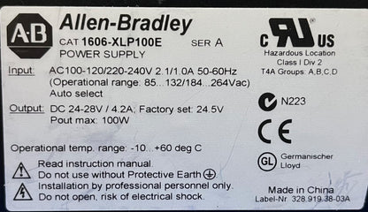 Allen Bradley AB 1606-XLP / 1606-XLP100E Ser A FUENTE DE ALIMENTACIÓN CC 24-28 V
