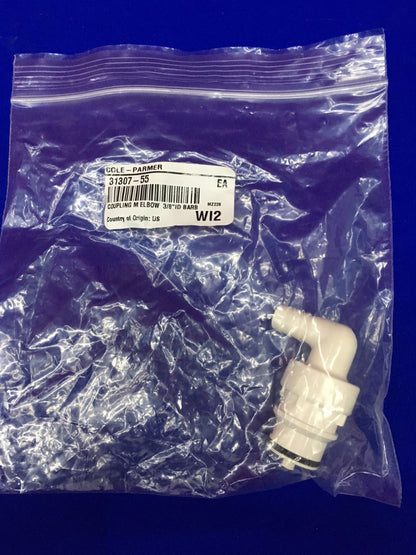 Cole-Parmer 31307-55, raccord coudé en M, diamètre intérieur cannelé 3/8"
