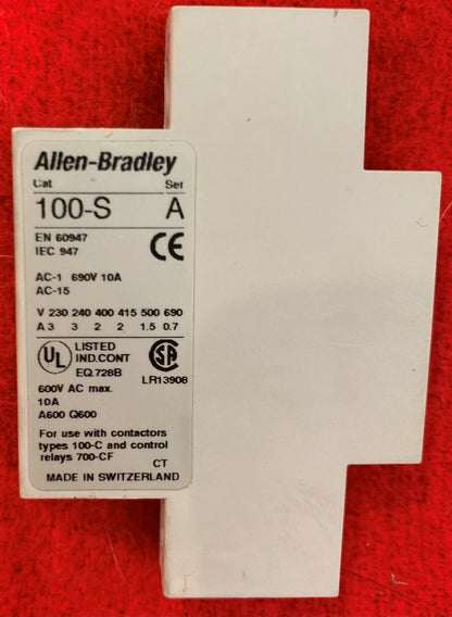 1 Lot of Qty 3 - Allen Bradley 100-S Auxiliary Contact Blocks SEE AD FOR DETAILS
